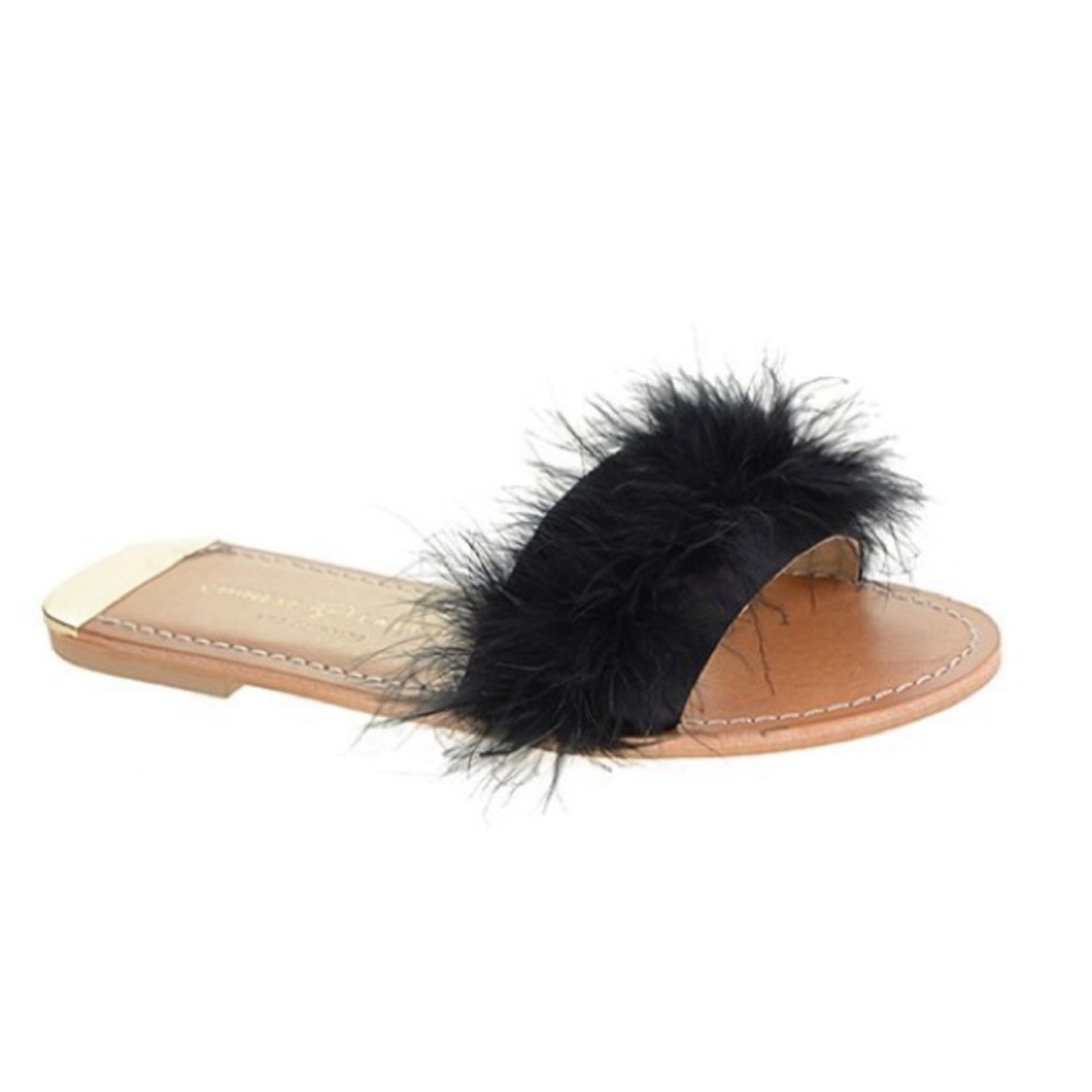 Chinese Laundry Black Zoey Feather Slide Women’s Size 6 New in Box